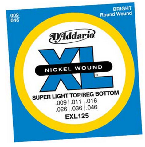 D`Addario EXL125 Super Light Top/Regular Bottom XL Electric Guitar Strings EXL125