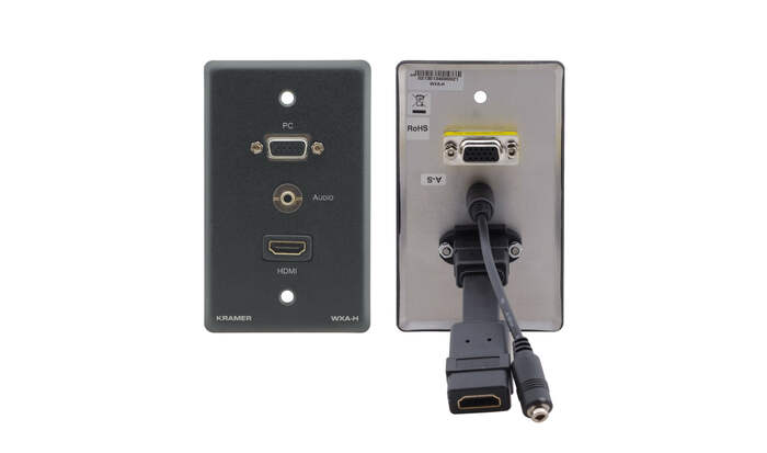 Kramer WXA-H/US-D(B) Passive Wall Plate, 15-pin HD (F/F), 3.5mm And HDMI