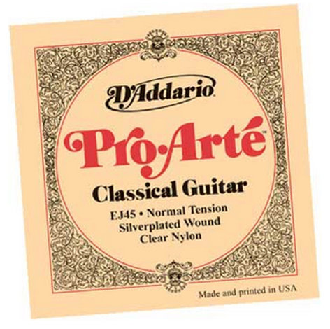 D`Addario EJ45 .028-.043" ProArte Silver Normal Tension Nylon Classical Guitar Strings EJ45