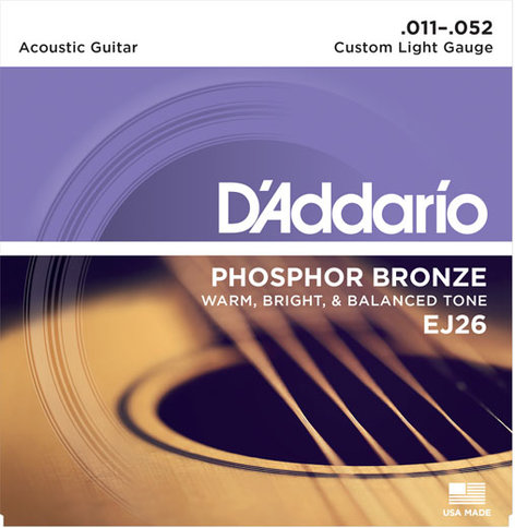 D`Addario EJ26 Custom Light Phosphor Bronze Acoustic Guitar Strings