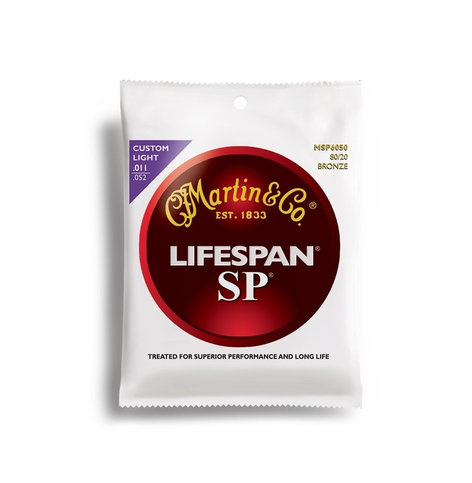 Martin Strings MSP6050 Custom Light Martin SP Lifespan 80/20 Bronze Acoustic Guitar Strings