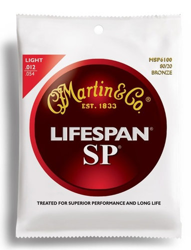 Martin Strings MSP6100 Light Martin SP Lifespan 80/20 Bronze Acoustic Guitar Strings