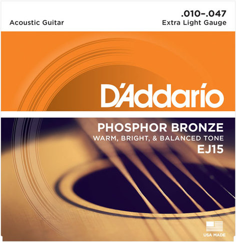 D`Addario EJ15-3D 3-Pack Of Extra Light Phosphor Bronze Acoustic Guitar Strings