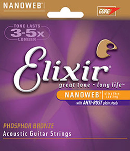 Elixir 16027 Custom Light Phosphor Bronze With NANOWEB Coating