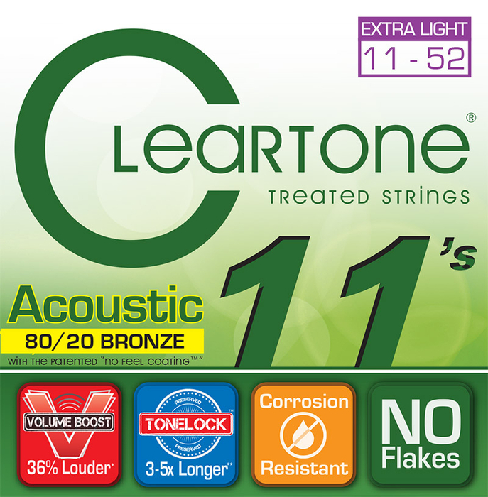 Cleartone Guitar Strings 7611-CLEARTONE Extra Light Acoustic Guitar Strings 7611-CLEARTONE