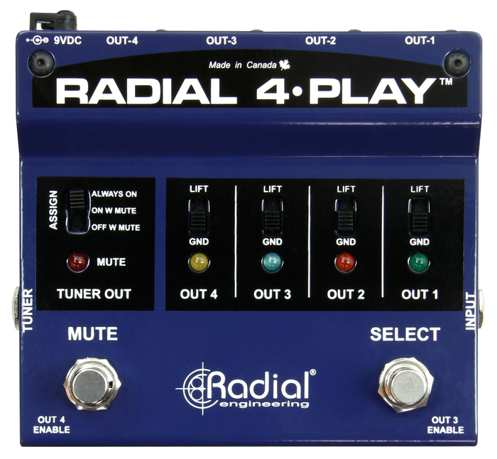 Radial Engineering 4-Play DI Box For Multi-Instrumentalists With 4 Balanced Outputs
