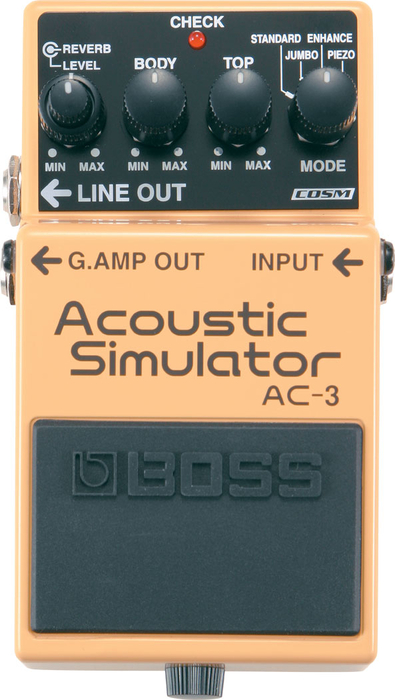 Boss AC-3 Acoustic Simulator Pedal, Advanced Electric-to-Acoustic Guitar Modeling AC-3