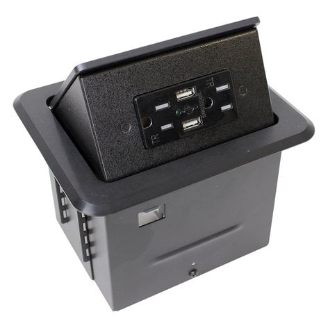 FSR, Inc TB-CHRG Tilt 'N Select Table Box with (2) USB Chargers TBCHRGBLK