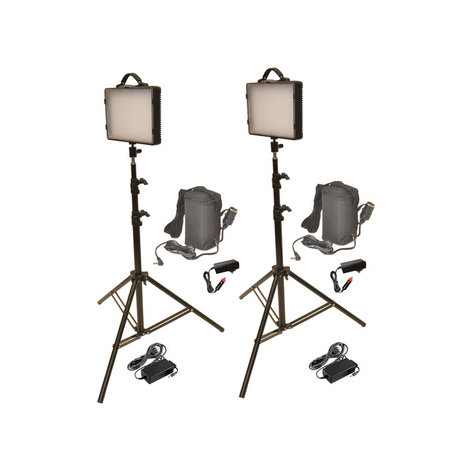 Bescor LED-200KB 600W Combined Battery-Powered Dimmable Light Kit LED200KB