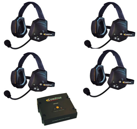 Eartec Co ETXC-4 4- Person Xtreme All in one Headsets and 1 Comstar Com-Center Transceiver ETXC-4