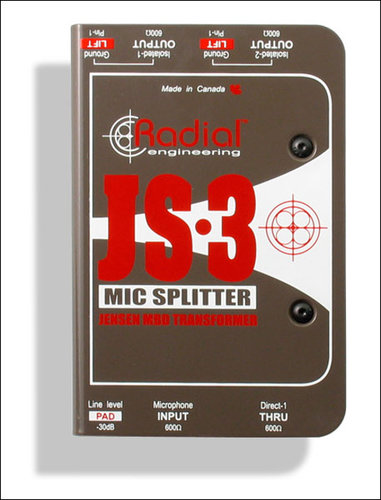 Radial Engineering JS3 Microphone Splitter, 1-in / 3-out JS3