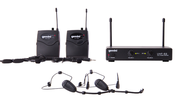 Gemini UHF-02HL 2-Channel Headset/Lavalier Wireless Microphone System