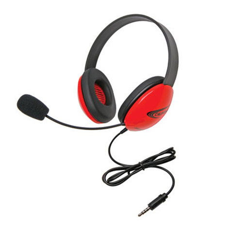 Califone 2800-RDT Red Listening First Stereo Headset With To Go Plug