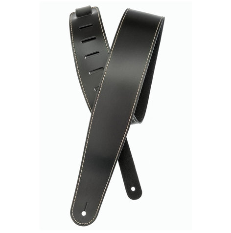 Planet Waves 25LS00-DX 2.5" Wide Black Leather Guitar Strap with Contrast Stitching 25LS00-DX
