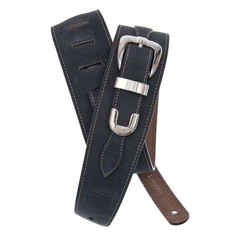 Planet Waves 25LBB00 Black Leather Guitar Strap with Buckle 25LBB00