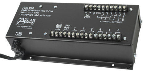 Atlas Sound PSR-206 6-Relay 24VDC 500mA Zone Page Powered Relay Pack PSR206