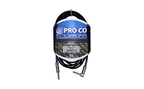 Pro Co EGL-10 10 ft. Excelline Straight to Right-Angle 1/4" TS Male to Male Guitar Cable EGL10