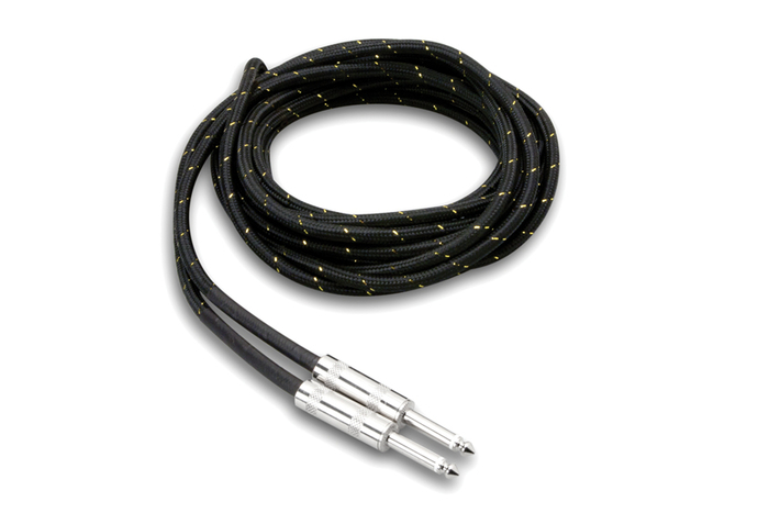 Hosa 3GT-18C4 18 ft. Cloth Guitar Cable (Black/Gold Colors) 3GT-18C4