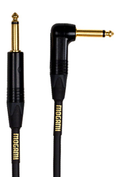 Mogami GOLD-INSTRUMENT-R3 3 Ft Right Angle TS Instrument Cable