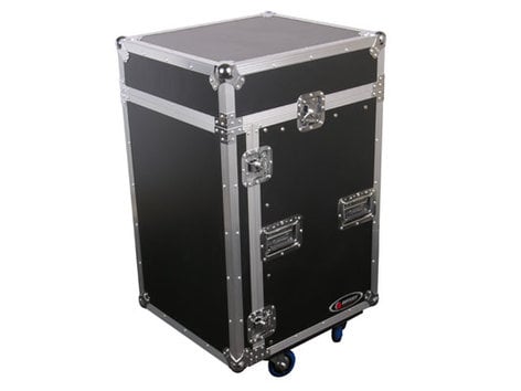 Odyssey FZ1014W Pro Rack Case With Wheels, 10 Unit Top Rack, 14 Unit Bottom Rack