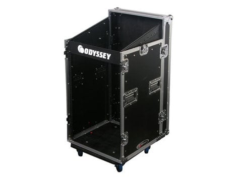 Odyssey FZSRP1112W Space Saver Combo Rack with Wheels, 11RU Top Slanted Rack, and 12RU Bottom Vertical Rack FZSRP1112W
