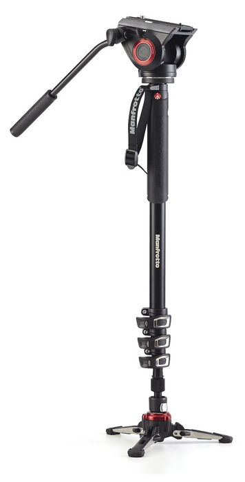 Manfrotto MVMXPRO500US XPRO Monopod+Flu Aluminum Four-Section with Fluid Video Head MVMXPRO500US