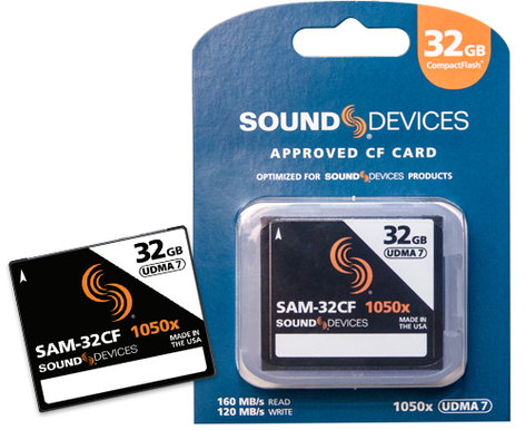 Sound Devices SAM-32CF 32GB CompactFlash Card, 160MB/s Read, 120MB/s Write