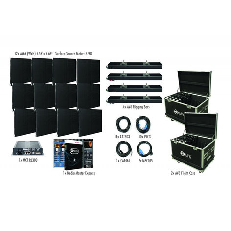 ADJ AVX4X3 4x3 AV6X Video Wall Package with 12 panels AVX4X3