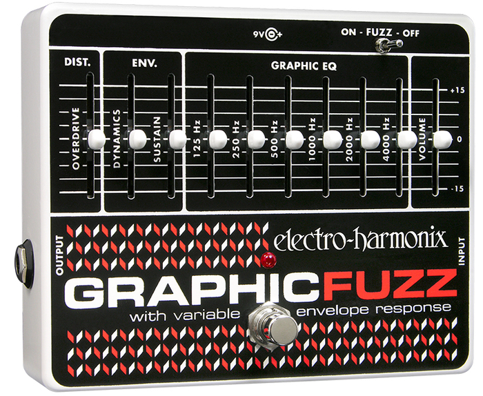 Electro-Harmonix GRAPHIC-FUZZ EQ/Distortion/Sustainer Pedal, PSU Included GRAPHICFUZZ