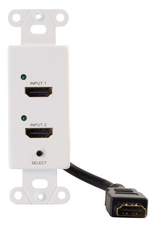 Cables To Go 2-Port HDMI Switch Decorative Wall Plate with 3 HDMI Female Connectors 40764