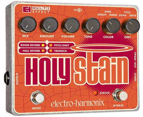 Electro-Harmonix HOLY STAIN Multi-Effect Pedal, Distortion/Reverb/Pitch/Tremolo, PSU Included HOLYSTAIN