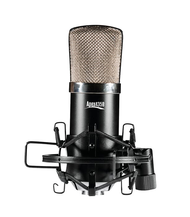 Apex Electronics Apex435B Wide Diaphragm Condensor Side Address Cardioid Microphone with Shockmount APEX435B