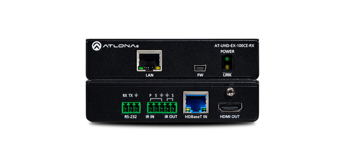 Atlona Technologies AT-UHD-EX-100CE-RX 4K/UHD HDMI Over 100M HDBaseT Receiver with Ethernet, Contro AT-UHD-EX-100CE-RX