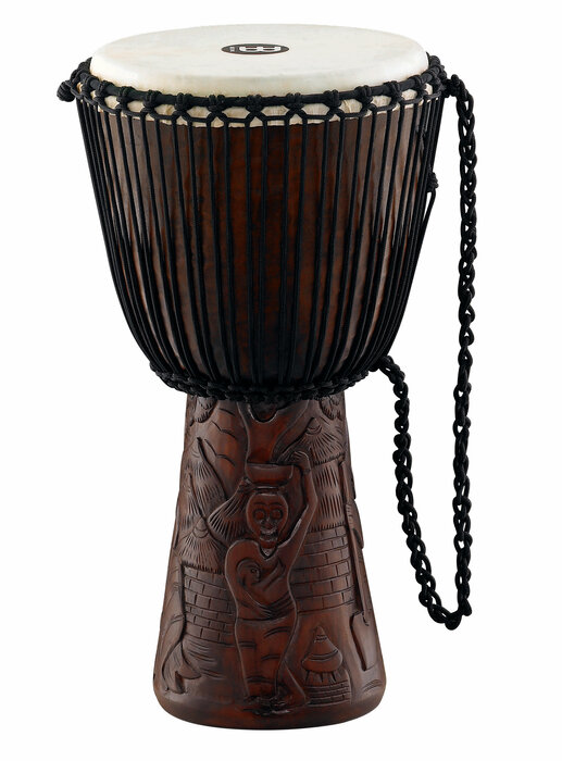 Meinl Percussion PROADJ2-L 12" African Style Djembe with Village Carving on Base PROADJ2-L