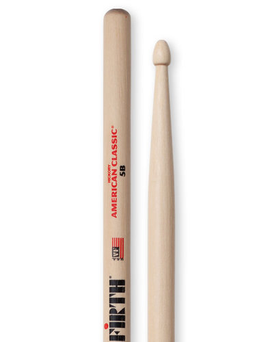 Vic Firth 5B 1 Pair Of American Classic 5B Drumsticks With Wood Tear Drop Tip