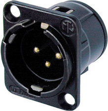 Neutrik NC3MD-V-B D Series 3-pin XLRM Panel Mount Connector With Gold Contacts