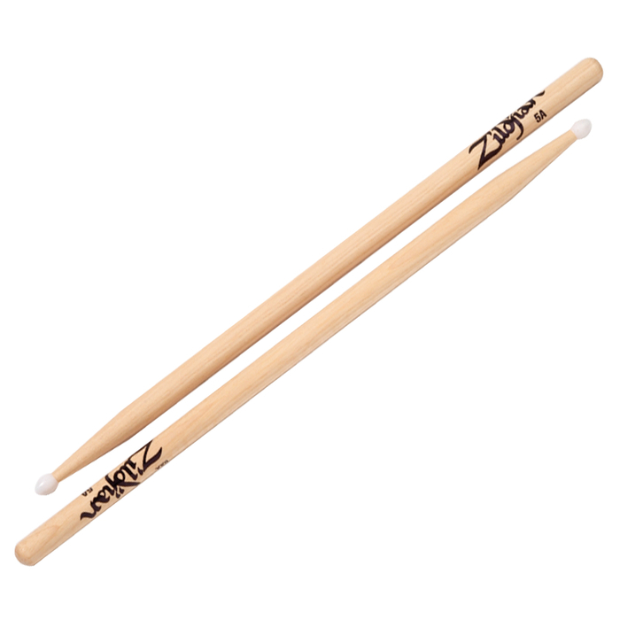 Zildjian 5ANN Natural Hickory Drumsticks, 5A Nylon Tip