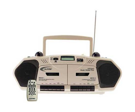 Califone International 2395IR Infrared Music Maker Plus Dual Cass/CD Boombox with Dual Infrared Transmitters & Multimedia Player 2395AV-IR