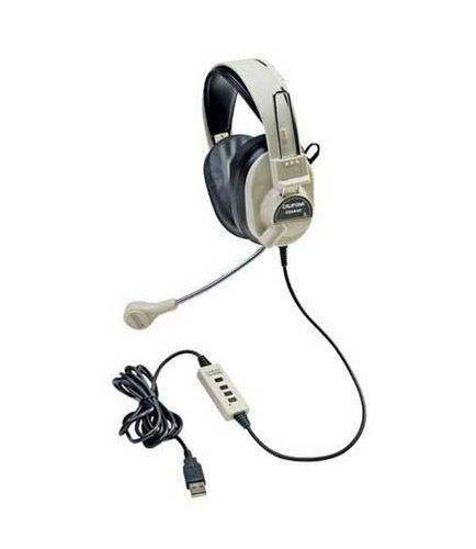 Califone 3066AV-USB 3066USB Stereo Headset In White With Microphone And USB Plug