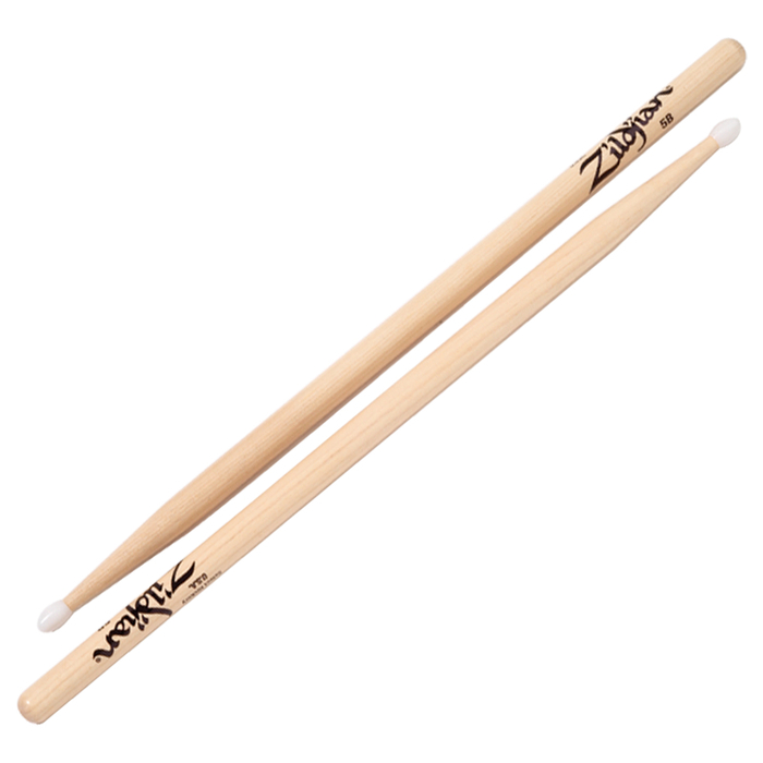 Zildjian 5BNN Natural Drumsticks, 5B Nylon Tip