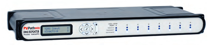 Pathway Connectivity DMX Repeater Pro 9118 8 Way - Front RJ45 Ethercon - Fully Isolated P9118