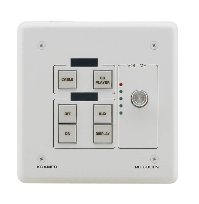 Kramer RC-63DLN(W) 6-Button Room Control With Digital Volume Control & LCD Group Labels