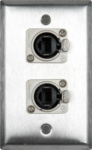 TecNec WPL-2182 2-Gang Stainless Steel Wall Plate with 4 Ethercon Connectors WPL-2182