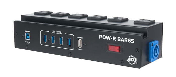 ADJ POW-R BAR65 6 Surge Protected AC Power Sockets & 4-Port USB 3.0 Hub Utility Block POWR-BAR65
