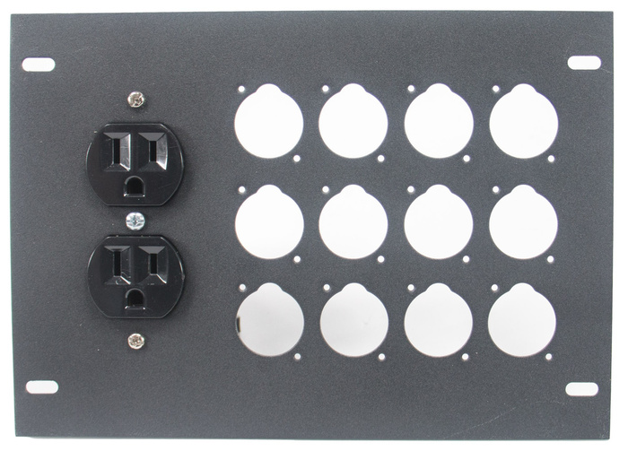Elite Core FBL-PLATE-12+AC Insert Plate For FBL Series Floor Box With 12 Mounting Holes And 2 AC Connectors