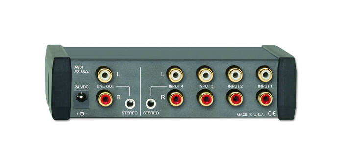 RDL EZ-MX4LX-RDL Stereo Line-Level Audio Mixer, 4X1 With Power Supply