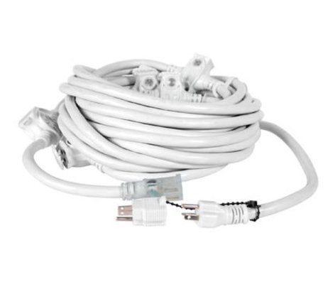 Lex Products Corp 50112WA 50' E-String 15A 6-Receptacle Extension Cord in White 50112WA