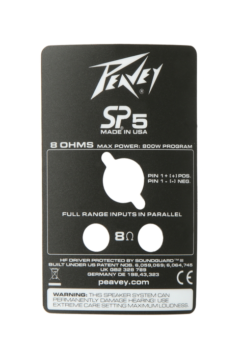 Peavey 31202219 SP5 Crossover Label