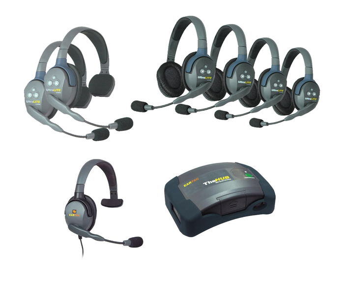 Eartec Co HUB 7-24MXS UltraLITE & HUB 7-Person System with 4 UltraLITE Doubles, 2 UltraLITE Singles & 1 Max 4G Single HUB724MXS
