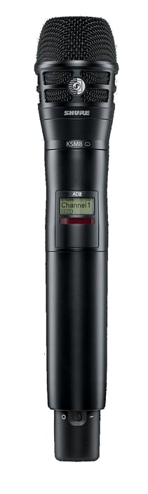 Shure AD2/K8B Handheld Wireless Mic Transmitter With KSM8 Capsule, Black